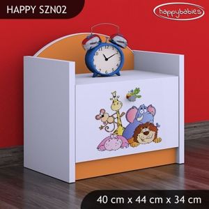 Happy Babies Nočný stolík HAPPY/ 05 Safari SZN02 Farba: Oranžová, Prevedenie: Jedna zásuvka