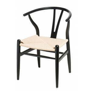 ArtD Jedálenská stolička WICKER COLOR inšpirovaná Wishbone Farba: Čierna - prírodná