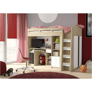 ArtElb Detská poschodová posteľ + stolík UNIT Farba: dub sonoma/biela