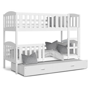 ArtAJ Detská poschodová posteľ Kubuš 3 | 190 x 80 cm Farba: biela / biela s matracom, MDF