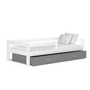 ArtAJ Detská posteľ Hugo 190 x 80 / MDF Farba: biela / sivá, Prevedenie: s matracom
