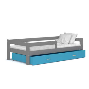 ArtAJ Detská posteľ Hugo 190 x 80 / MDF Farba: sivá/modrá, Prevedenie: s matracom