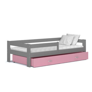 ArtAJ Detská posteľ Hugo 190 x 80 / MDF Farba: sivá/ružová, Prevedenie: s matracom