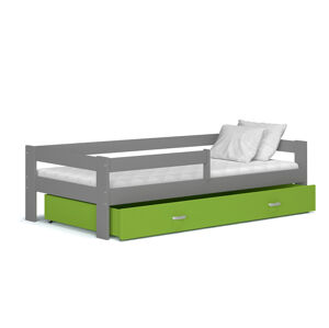 ArtAJ Detská posteľ Hugo 190 x 80 / MDF Farba: sivá/zelená, Prevedenie: s matracom
